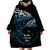 New Zealand Matariki Wearable Blanket Hoodie Maori New Year Silver Fern And Lizard - Turquosie