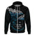 New Zealand Matariki Zip Hoodie Maori New Year Silver Fern And Lizard - Turquosie