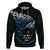 New Zealand Matariki Zip Hoodie Maori New Year Silver Fern And Lizard - Turquosie