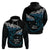 New Zealand Matariki Zip Hoodie Maori New Year Silver Fern And Lizard - Turquosie