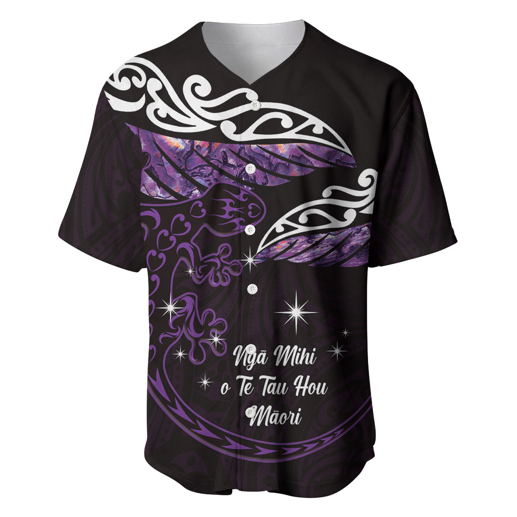 New Zealand Matariki Baseball Jersey Maori New Year Silver Fern And Lizard - Purple