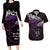 New Zealand Matariki Couples Matching Long Sleeve Bodycon Dress and Hawaiian Shirt Maori New Year Silver Fern And Lizard - Purple