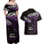 New Zealand Matariki Couples Matching Off Shoulder Maxi Dress and Hawaiian Shirt Maori New Year Silver Fern And Lizard - Purple