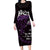 New Zealand Matariki Family Matching Long Sleeve Bodycon Dress and Hawaiian Shirt Maori New Year Silver Fern And Lizard - Purple