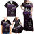 New Zealand Matariki Family Matching Off Shoulder Maxi Dress and Hawaiian Shirt Maori New Year Silver Fern And Lizard - Purple