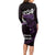 New Zealand Matariki Long Sleeve Bodycon Dress Maori New Year Silver Fern And Lizard - Purple