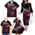 New Zealand Matariki Family Matching Off The Shoulder Long Sleeve Dress and Hawaiian Shirt Maori New Year Silver Fern And Lizard - Pink