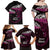 New Zealand Matariki Family Matching Off Shoulder Maxi Dress and Hawaiian Shirt Maori New Year Silver Fern And Lizard - Pink