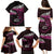 New Zealand Matariki Family Matching Puletasi and Hawaiian Shirt Maori New Year Silver Fern And Lizard - Pink