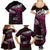 New Zealand Matariki Family Matching Summer Maxi Dress and Hawaiian Shirt Maori New Year Silver Fern And Lizard - Pink