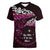 New Zealand Matariki Women V-Neck T-Shirt Maori New Year Silver Fern And Lizard - Pink