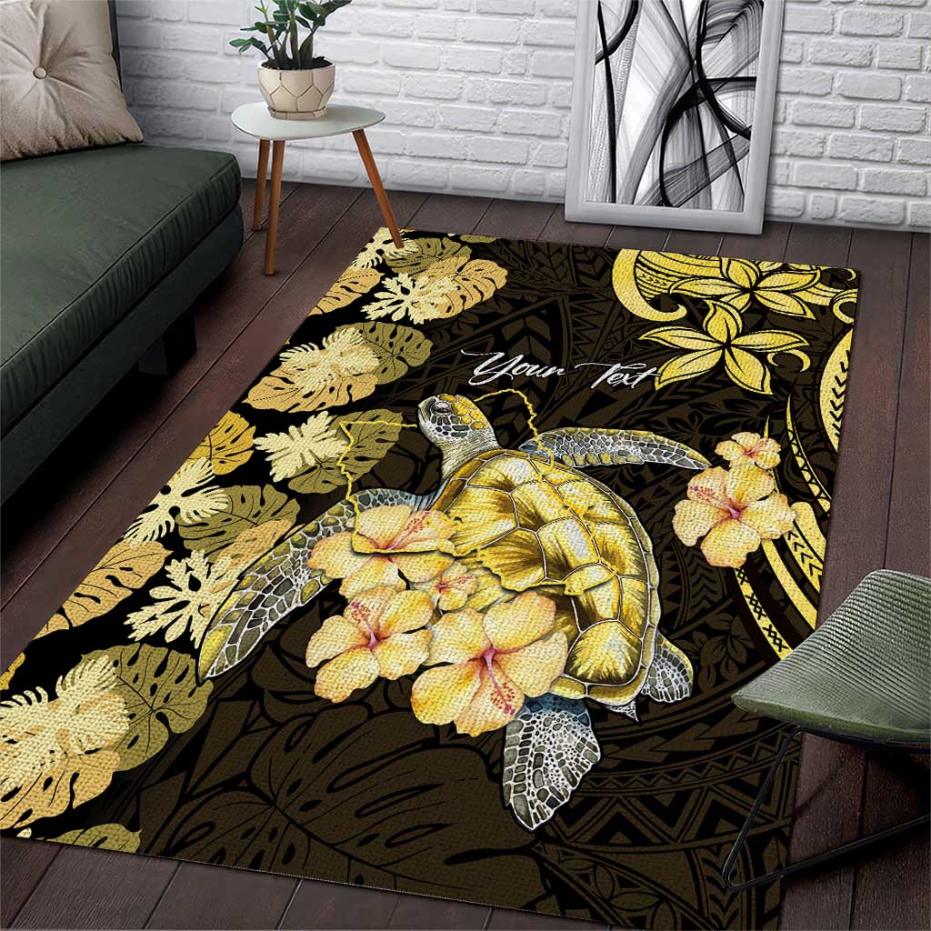 Personalised Aloha Hawaii Oahu Island Area Rug Gathering Place Sea Turtle Ilima Flowers