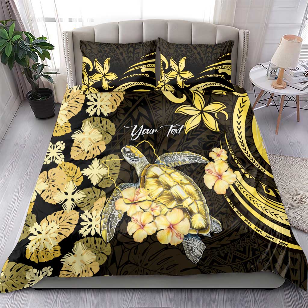 Personalised Aloha Hawaii Oahu Island Bedding Set Gathering Place Sea Turtle Ilima Flowers