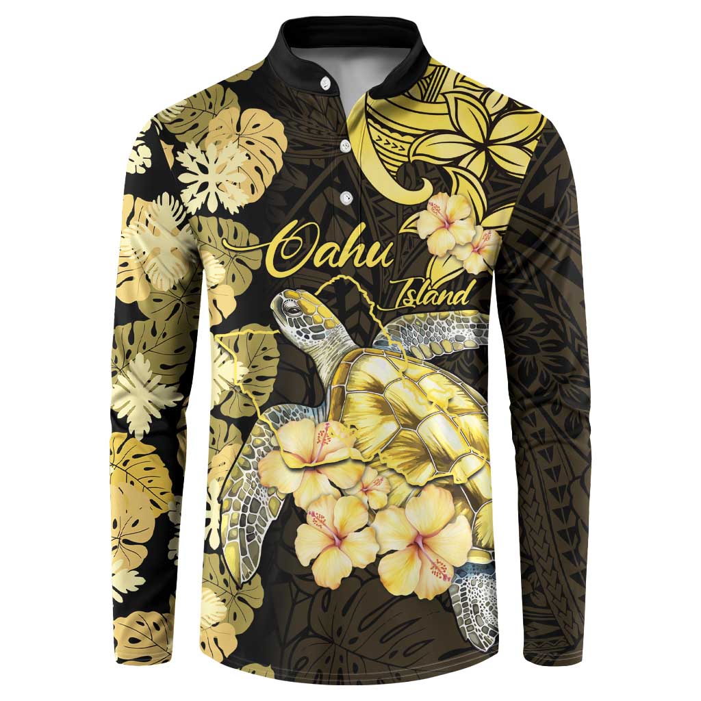 Personalised Aloha Hawaii Oahu Island Button Sweatshirt Gathering Place Sea Turtle Ilima Flowers LT14 Yellow - Polynesian Pride