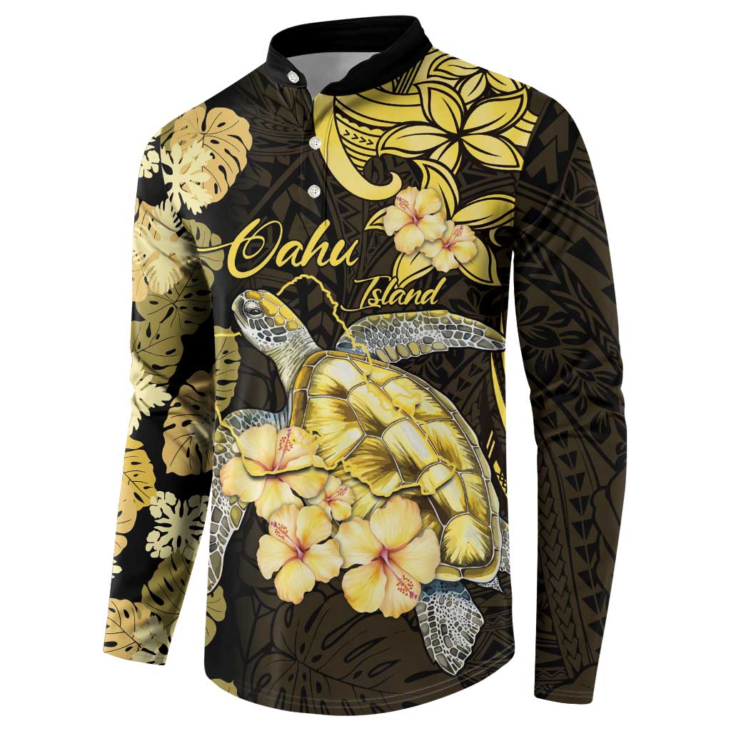 Personalised Aloha Hawaii Oahu Island Button Sweatshirt Gathering Place Sea Turtle Ilima Flowers LT14 - Polynesian Pride