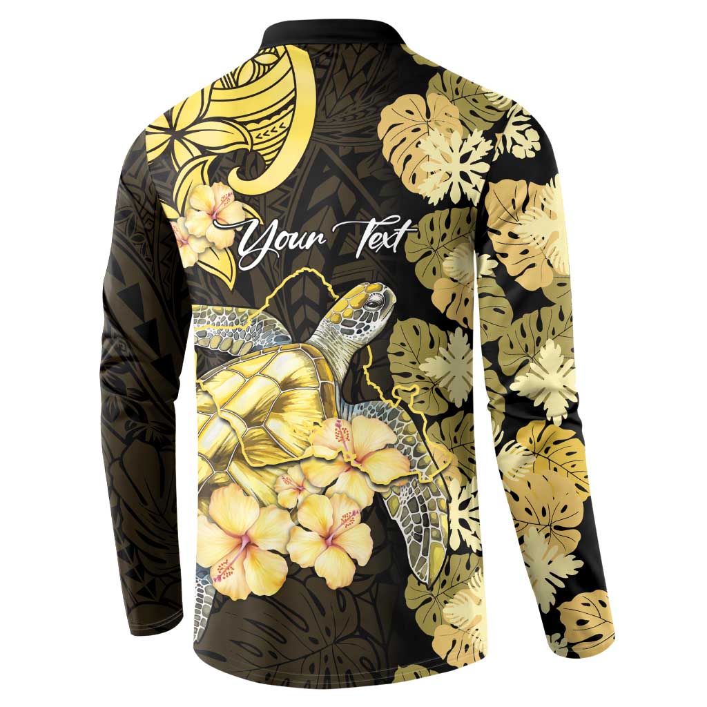 Personalised Aloha Hawaii Oahu Island Button Sweatshirt Gathering Place Sea Turtle Ilima Flowers LT14 - Polynesian Pride