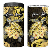 Personalised Aloha Hawaii Oahu Island 4 in 1 Can Cooler Tumbler Gathering Place Sea Turtle Ilima Flowers