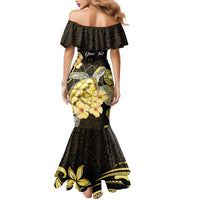 Personalised Aloha Hawaii Oahu Island Family Matching Mermaid Dress and Hawaiian Shirt Gathering Place Sea Turtle Ilima Flowers