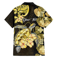 Personalised Aloha Hawaii Oahu Island Family Matching Puletasi and Hawaiian Shirt Gathering Place Sea Turtle Ilima Flowers