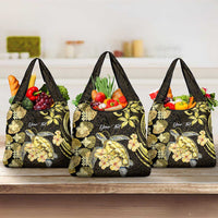 Personalised Aloha Hawaii Oahu Island Grocery Bag Gathering Place Sea Turtle Ilima Flowers LT14 3-pack One Size Yellow - Polynesian Pride
