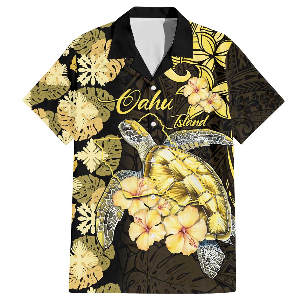 Personalised Aloha Hawaii Oahu Island Hawaiian Shirt Gathering Place Sea Turtle Ilima Flowers LT14 Yellow - Polynesian Pride