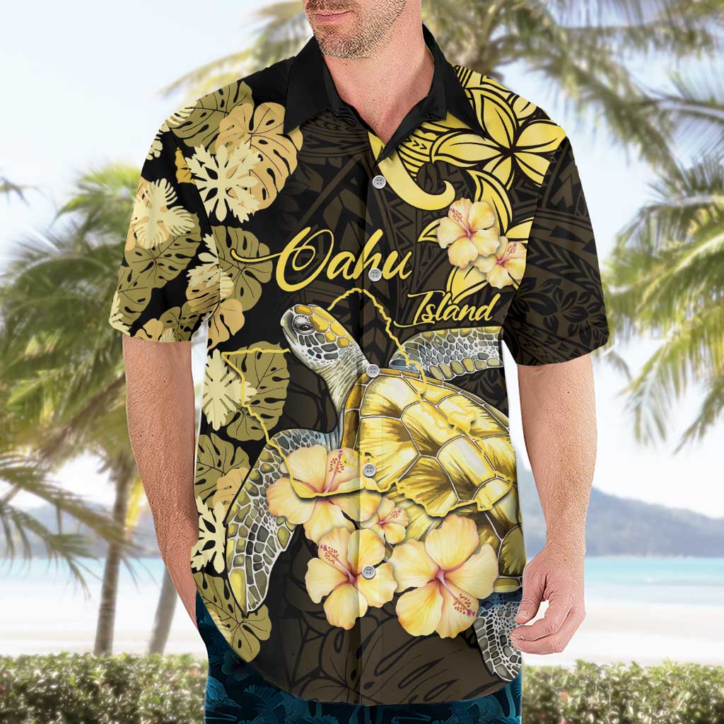 Personalised Aloha Hawaii Oahu Island Hawaiian Shirt Gathering Place Sea Turtle Ilima Flowers LT14 - Polynesian Pride