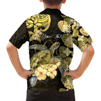 Personalised Aloha Hawaii Oahu Island Kid Hawaiian Shirt Gathering Place Sea Turtle Ilima Flowers LT14 - Polynesian Pride