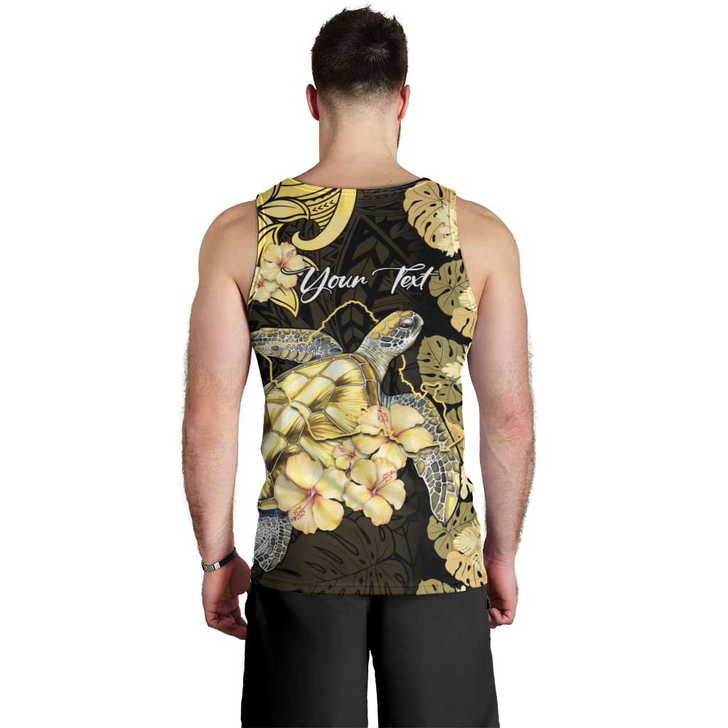 Personalised Aloha Hawaii Oahu Island Men Tank Top Gathering Place Sea Turtle Ilima Flowers LT14 - Polynesian Pride