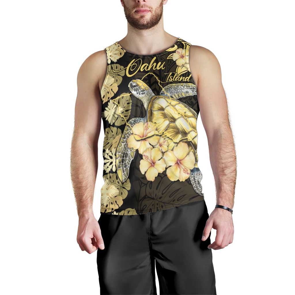 Personalised Aloha Hawaii Oahu Island Men Tank Top Gathering Place Sea Turtle Ilima Flowers LT14 - Polynesian Pride