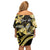 Personalised Aloha Hawaii Oahu Island Off Shoulder Short Dress Gathering Place Sea Turtle Ilima Flowers
