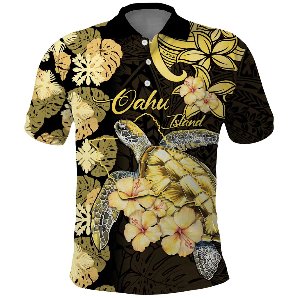 Personalised Aloha Hawaii Oahu Island Polo Shirt Gathering Place Sea Turtle Ilima Flowers