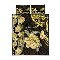 Personalised Aloha Hawaii Oahu Island Quilt Bed Set Gathering Place Sea Turtle Ilima Flowers