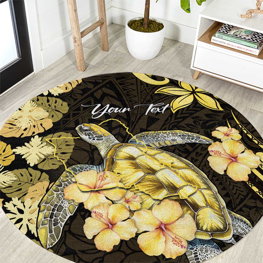Personalised Aloha Hawaii Oahu Island Round Carpet Gathering Place Sea Turtle Ilima Flowers