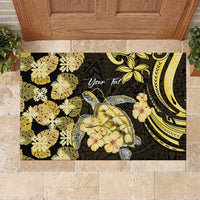 Personalised Aloha Hawaii Oahu Island Rubber Doormat Gathering Place Sea Turtle Ilima Flowers LT14 Yellow - Polynesian Pride