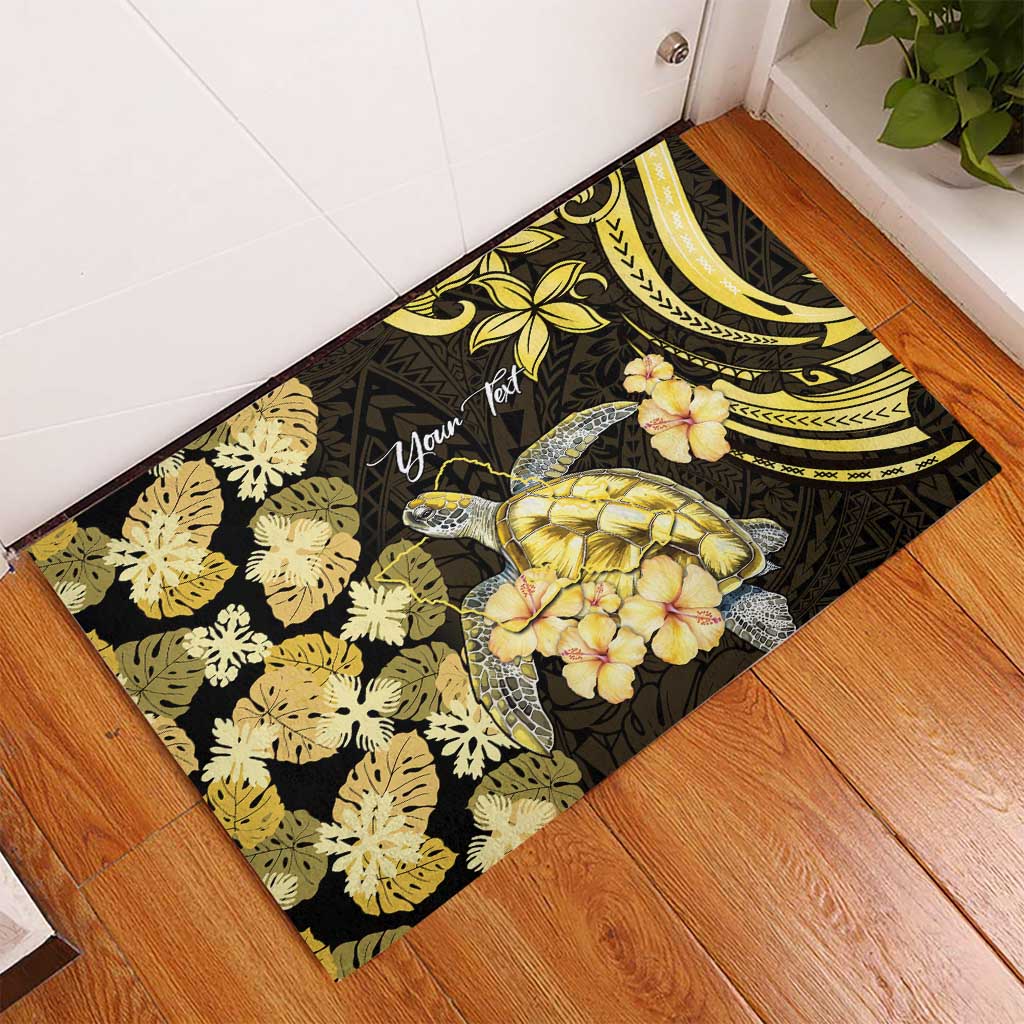 Personalised Aloha Hawaii Oahu Island Rubber Doormat Gathering Place Sea Turtle Ilima Flowers LT14 - Polynesian Pride