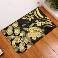 Personalised Aloha Hawaii Oahu Island Rubber Doormat Gathering Place Sea Turtle Ilima Flowers LT14 - Polynesian Pride