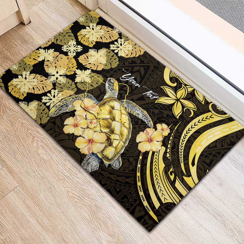 Personalised Aloha Hawaii Oahu Island Rubber Doormat Gathering Place Sea Turtle Ilima Flowers LT14 - Polynesian Pride