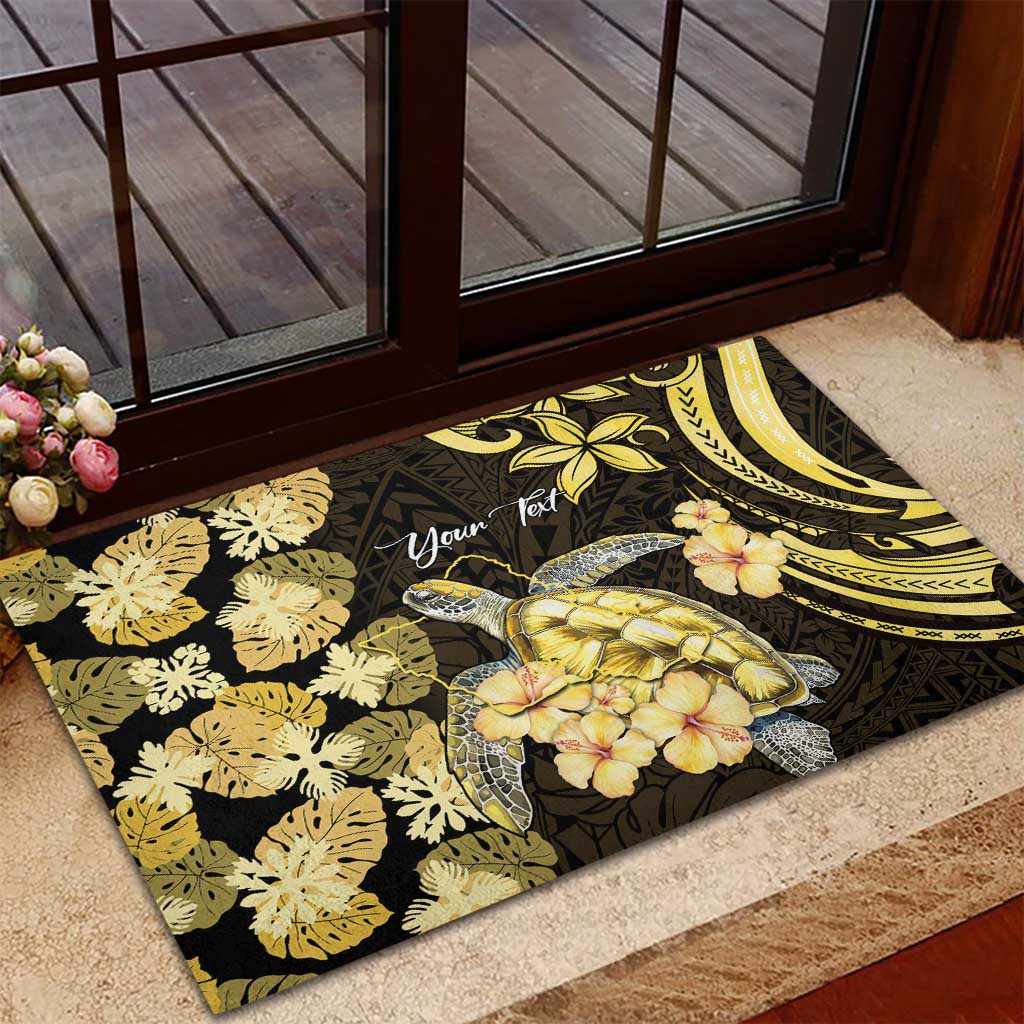 Personalised Aloha Hawaii Oahu Island Rubber Doormat Gathering Place Sea Turtle Ilima Flowers LT14 - Polynesian Pride