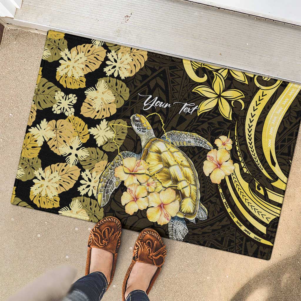 Personalised Aloha Hawaii Oahu Island Rubber Doormat Gathering Place Sea Turtle Ilima Flowers LT14 - Polynesian Pride