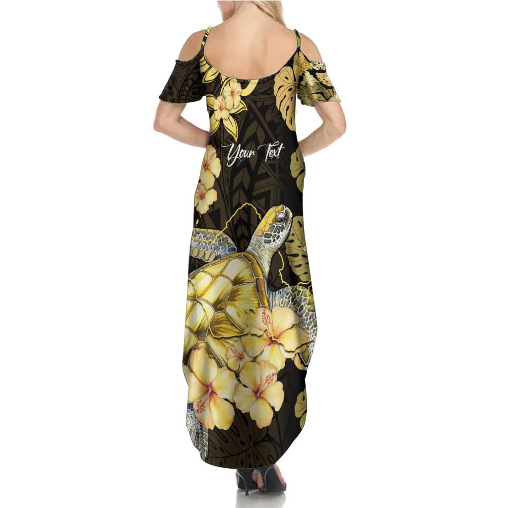 Personalised Aloha Hawaii Oahu Island Summer Maxi Dress Gathering Place Sea Turtle Ilima Flowers