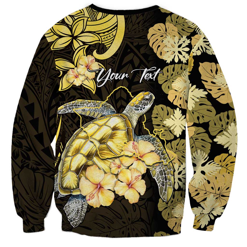 Personalised Aloha Hawaii Oahu Island Sweatshirt Gathering Place Sea Turtle Ilima Flowers LT14 - Polynesian Pride