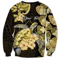 Personalised Aloha Hawaii Oahu Island Sweatshirt Gathering Place Sea Turtle Ilima Flowers LT14 - Polynesian Pride
