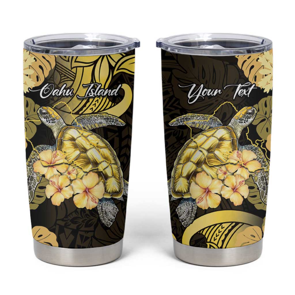 Personalised Aloha Hawaii Oahu Island Tumbler Cup Gathering Place Sea Turtle Ilima Flowers