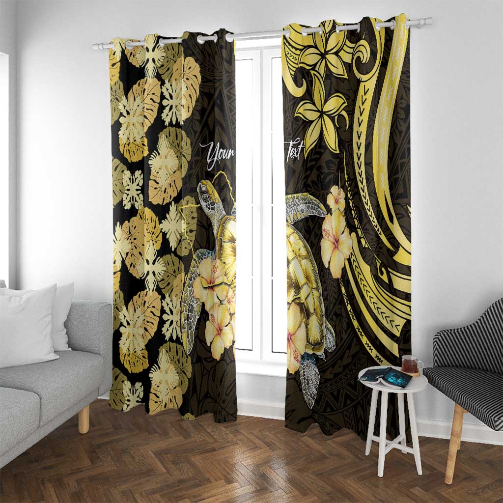 Personalised Aloha Hawaii Oahu Island Window Curtain Gathering Place Sea Turtle Ilima Flowers LT14 With Grommets Yellow - Polynesian Pride