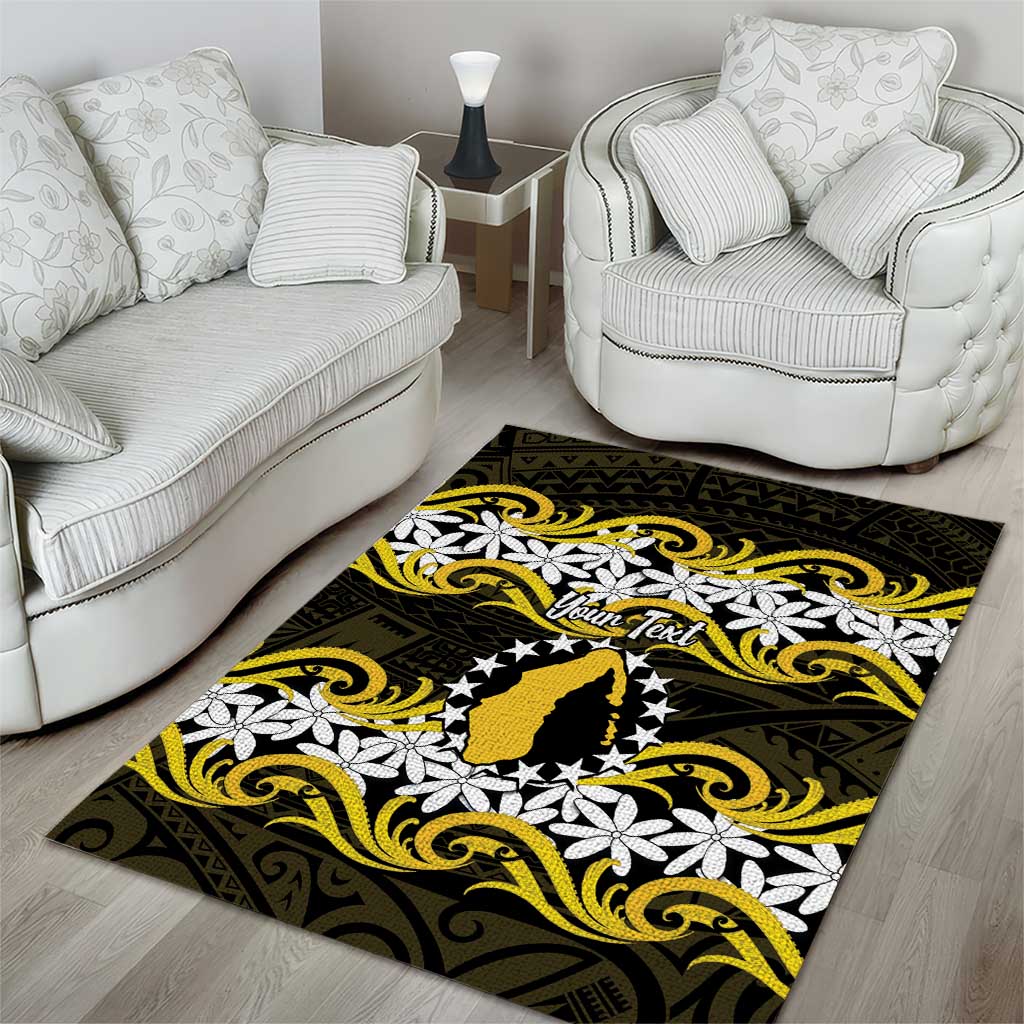 Personalised Cook Islands Aitutaki Area Rug Tiare Maori Polynesian Waves Tattoo LT14 - Polynesian Pride