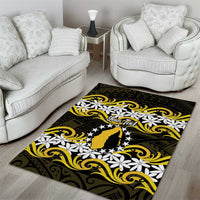 Personalised Cook Islands Aitutaki Area Rug Tiare Maori Polynesian Waves Tattoo LT14 - Polynesian Pride