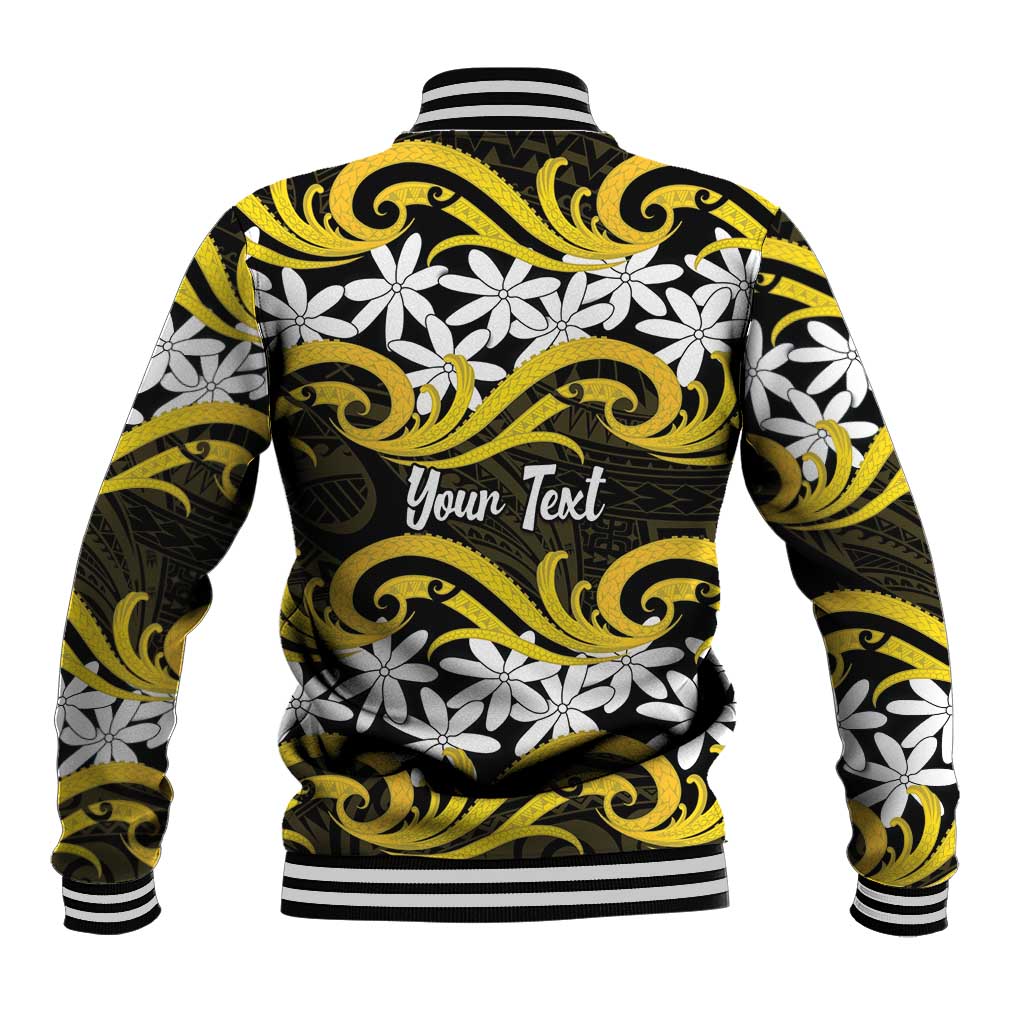 Personalised Cook Islands Aitutaki Baseball Jacket Tiare Maori Polynesian Waves Tattoo LT14 - Polynesian Pride