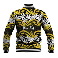 Personalised Cook Islands Aitutaki Baseball Jacket Tiare Maori Polynesian Waves Tattoo LT14 - Polynesian Pride