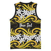 Personalised Cook Islands Aitutaki Basketball Jersey Tiare Maori Polynesian Waves Tattoo LT14 - Polynesian Pride