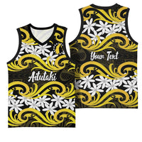 Personalised Cook Islands Aitutaki Basketball Jersey Tiare Maori Polynesian Waves Tattoo LT14 - Polynesian Pride